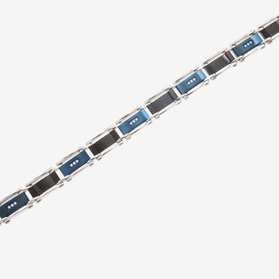 (H-I / I1) Gray Stainless Steel 8 1/2 Inch Link Link Bracelet