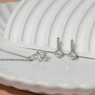 Diamonart Womens Cubic Zirconia Sterling Silver 3-pc. Jewelry Set