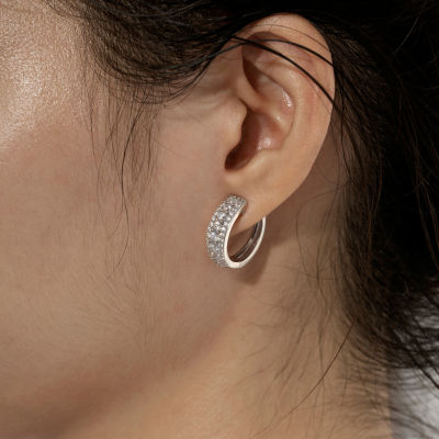 Diamonart Womens Cubic Zirconia Sterling Silver 17.1mm Hoop Earrings