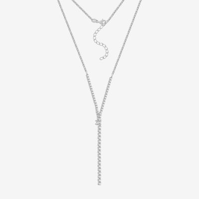 Diamonart Womens White Cubic Zirconia Sterling Silver Y Necklace