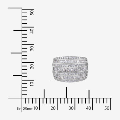 Womens White Cubic Zirconia Sterling Silver Dome Cocktail Ring