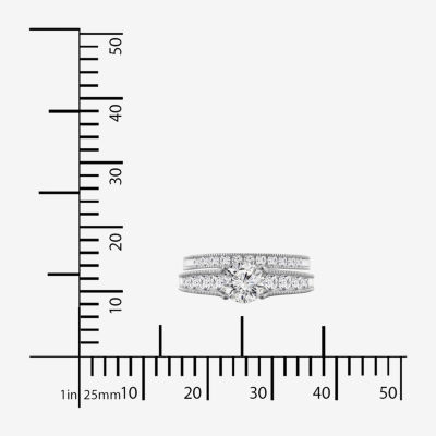 Diamonart Womens Cubic Zirconia Sterling Silver Bridal Set