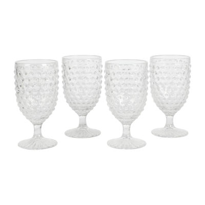 Martha Stewart Chauncey  Hobnail 4-pc. Glass Goblet Set