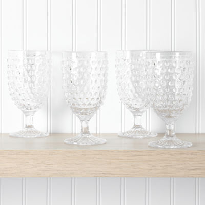 Martha Stewart Chauncey 4-Pc Hobnail Glass Goblet