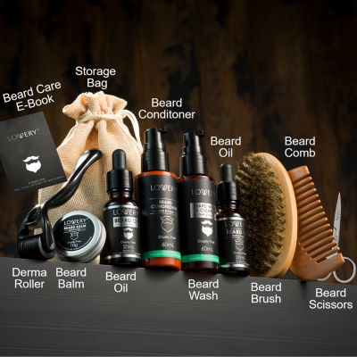 Lovery Men'S 12-Pc. Beard Grooming & Growth Kit Beard Trimming Gift Set