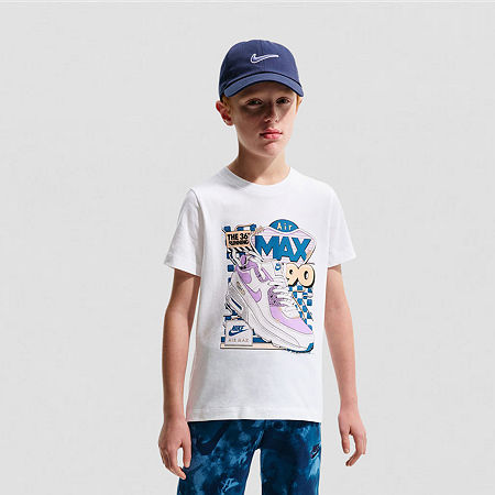 Nike Big Kid Unisex Crew Neck Short Sleeve Regular Fit Graphic T-Shirt, Medium, White