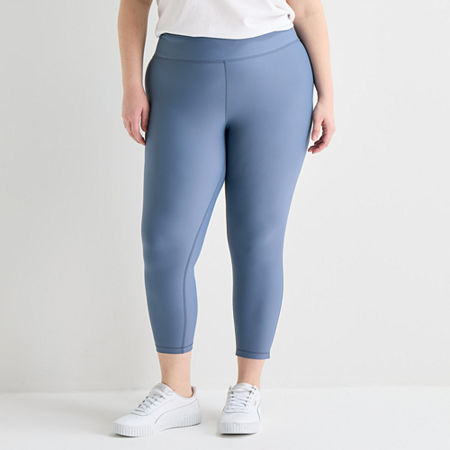 Xersion EverContour+ Womens High Rise 23" Plus Cropped Legging, 1x, Blue
