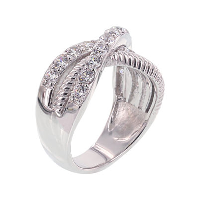 Diamonart® Cubic Zirconia Sterling Silver Criss Cross Ring