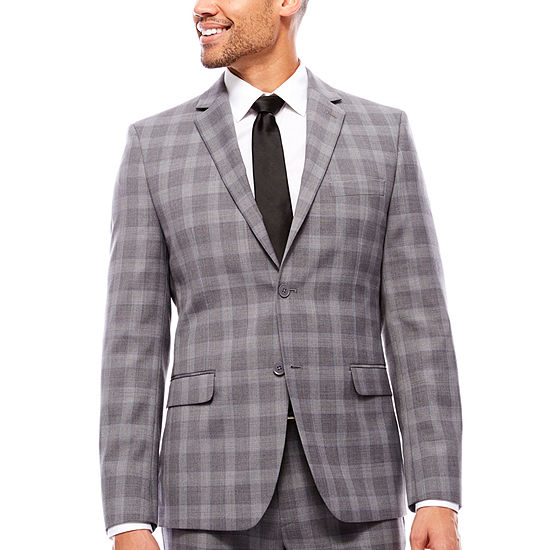 Collection by Michael Strahan  Mens Plaid Slim Fit Suit Jacket