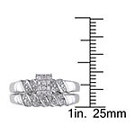 1/10 CT. T.W. Sterling Silver Diamond Bridal Ring Set