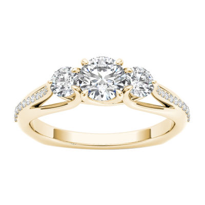Love Lives Forever Womens 1 1/2 CT. T.W. Natural White Diamond 14K Gold Round 3-Stone Engagement Ring