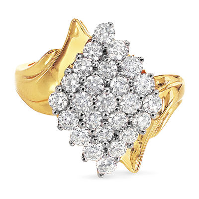 DiamonArt® Womens Simulated White Cubic Zirconia 18K Gold Over Silver Cluster Cocktail Ring