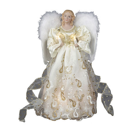 Kurt Adler 14 Gold Angel Lighted  Christmas Tree Topper, One Size, Yellow