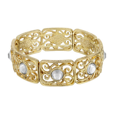1928 Gold Tone Womens Stretch Bracelet