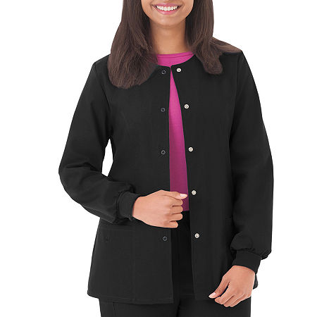 Fundamentals By White Swan 14740 Warm-Up Womens Scrub Jacket, Large, Black