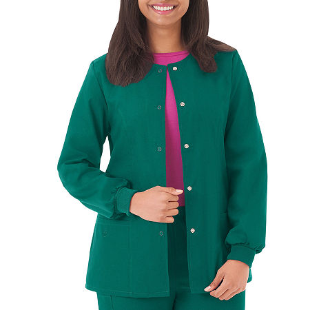 Fundamentals By White Swan 14740 Warm-Up Womens Scrub Jacket, Large, Green