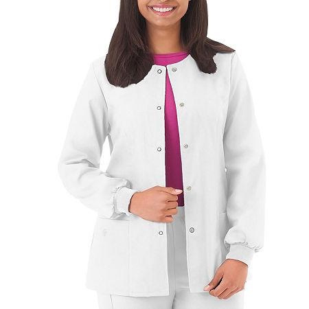 Fundamentals By White Swan 14740 Warm-Up Womens Scrub Jacket, X-small, White