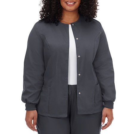 Fundamentals By White Swan 14740 Warm-Up Womens Plus Scrub Jacket, 3x-large, Black