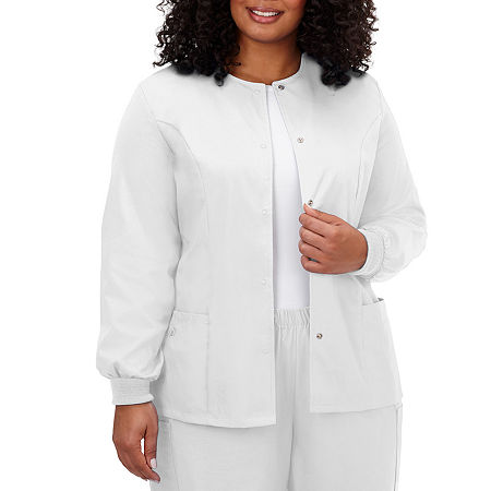 Fundamentals By White Swan 14740 Warm-Up Womens Plus Scrub Jacket, Xx-large, White