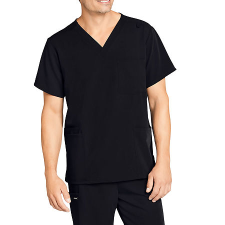 Jockey 2371 Unisex Adult V Neck Stretch Fabric Short Sleeve Scrub Top, Medium, Black