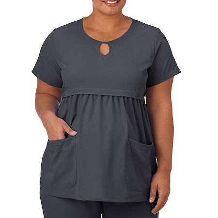 Jockey 2461 Plus Womens Maternity Scoop Neck Stretch Fabric Short Sleeve Scrub Top, Xx-large, Black