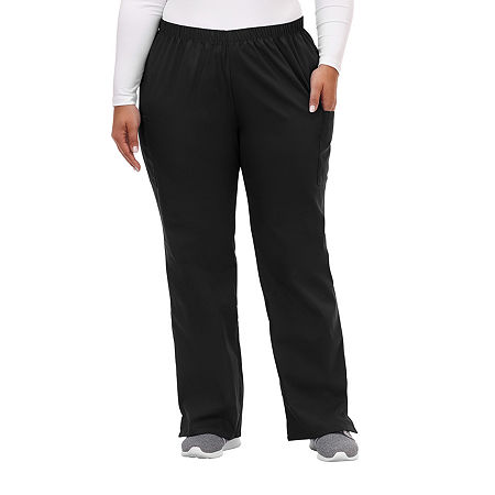 Fundamentals By White Swan 14720 Cargo Womens Plus Scrub Pants, Petite 2x, Black