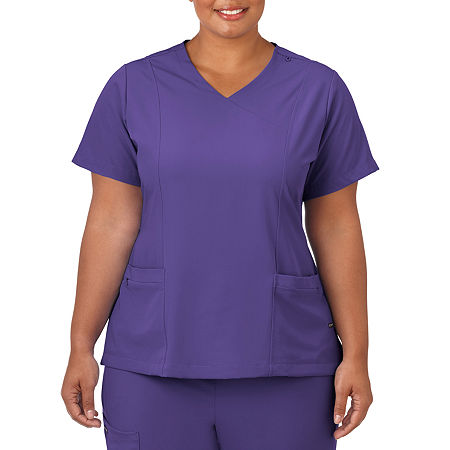 Jockey 2306 Womens Plus V Neck Stretch Fabric Short Sleeve Scrub Top, 3x-large, Purple