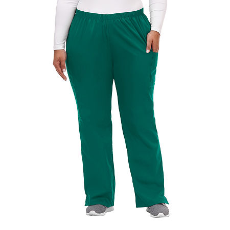 Fundamentals By White Swan 14720 Cargo Womens Plus Scrub Pants, Petite 2x, Green