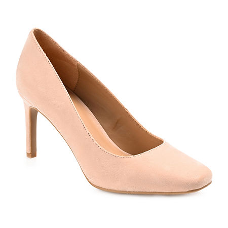 Journee Collection Womens Monalee Square Closed Toe Stiletto Heel Pumps, 10 Medium, Beige