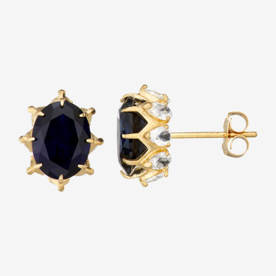 Lab Created Blue Sapphire 10K Gold 10mm Stud Earrings