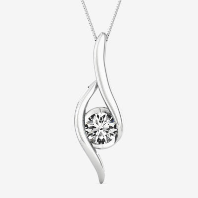 Sirena Womens 1/8 CT. T.W. Genuine White Diamond 14K White Gold Pendant Necklace
