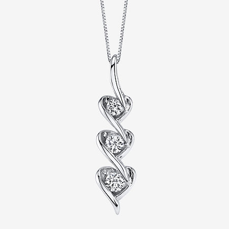 Sirena Womens 1/5 CT. T.W. Natural White Diamond 14 Gold Heart Pendant Necklace, One Size, White -  27141860018