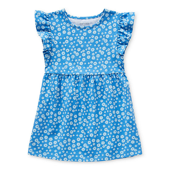 Okie Dokie Toddler Girls Short Sleeve Flutter Sleeve A-Line Dress