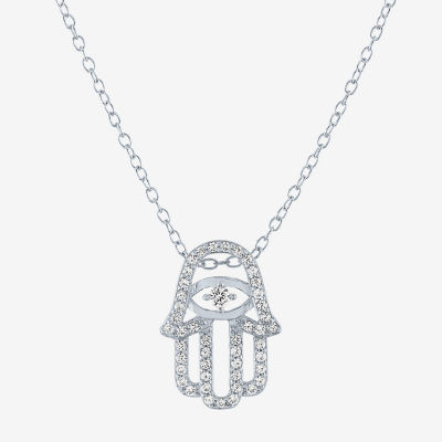 Yes, Please! Womens Lab Created White Sapphire Sterling Silver Hamsa