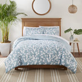 FieldCrest good NEw Blue Stine Floral Botanical Print 3 Piece King Comforter Set