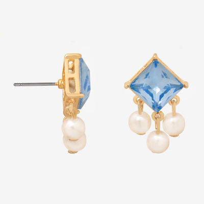 Bijoux Bar Delicates Gold Tone Blue Glass Drop Earrings