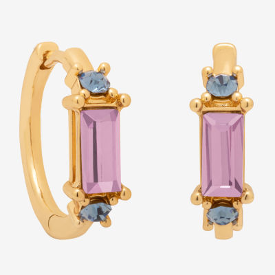 Bijoux Bar Delicates Gold Tone Multi Color Glass 16mm Hoop Earrings