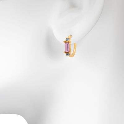 Bijoux Bar Delicates Gold Tone Multi Color Glass 16mm Hoop Earrings