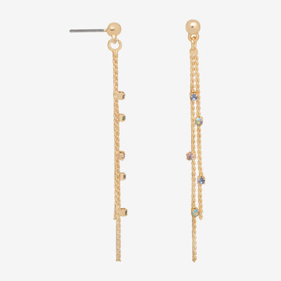 Bijoux Bar Delicates Gold Tone Multi Color Glass Drop Earrings