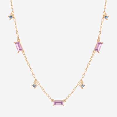 Bijoux Bar Delicates Gold Tone Multi Color Gold Tone 16 Inch Collar Necklace