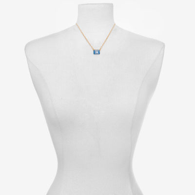 Bijoux Bar Delicates Gold Tone Womens Blue Glass 16 Inch Pendant Necklaces