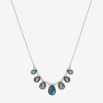 Bijoux Bar Delicates Multi Color Silver Tone 16 Inch Statement Necklace