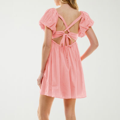 City Triangle Womens Short Sleeve Juniors Babydoll Dress