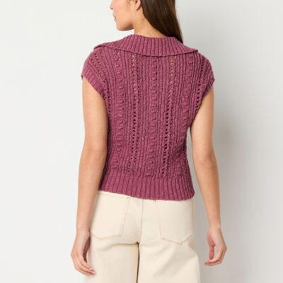 a.n.a Womens Sweater Pointelle Polo
