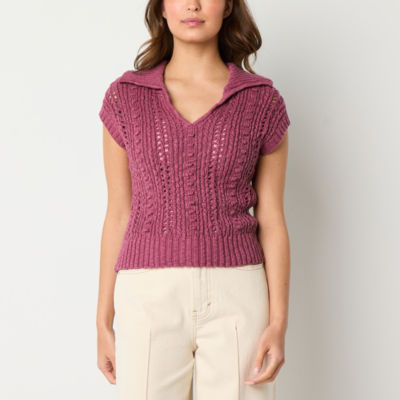 a.n.a Womens Sweater Pointelle Polo