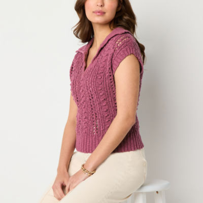 a.n.a Womens Sweater Pointelle Polo