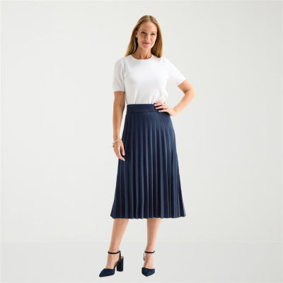 Liz Claiborne Womens Midi Pleated Skirt