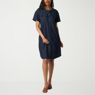 Liz Claiborne Womens Short Sleeve Shirt Dress