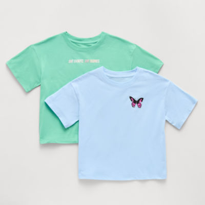 Xersion Little & Big Kid Girls Crew Neck Short Sleeve Relaxed Fit Graphic T-Shirt 2pc.