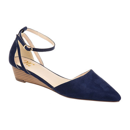  Womens > shoes > Pumps-Journee Collection Womens Arkie Pumps Buckle Pointed Toe Wedge Heel